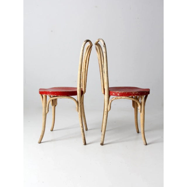 Antique Painted Bentwood Cafe Chairs Pair For Sale - Image 10 of 12