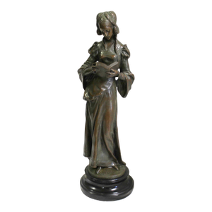 Mid Century Modern Bronze Sculpturer , Lady With Book