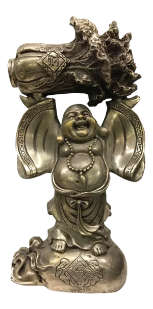 White Bronze Metal Tibetan Happy Buddha