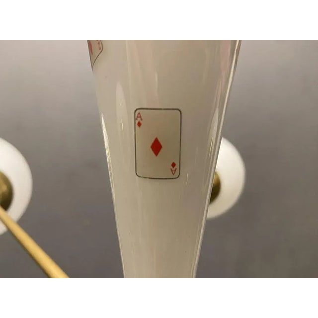 Sputnik 6-Light Chandelier in Opaline Glass & Brass, 1960s For Sale - Image 6 of 11