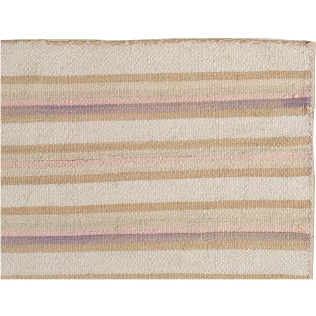 Native American Vintage Navajo Rug, Handmade Wool Oriental Rug, Shrimp, Beige and Taupe For Sale - Image 3 of 13