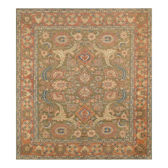 Pasargad Home Sultanabad Olive Wool Area Rug- 8'11'' X 9'10'' For Sale
