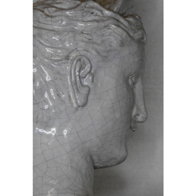 White Terracotta Glazed Bust of Diana Goddess of Hunt For Sale - Image 8 of 11