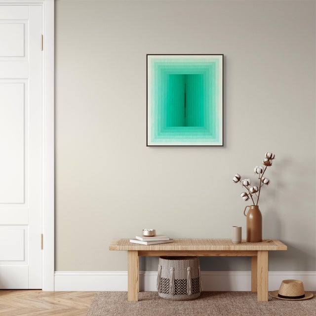 Abstract Contemporary Abstract Acrylic on Canvas "Light Consideration (Emerald)" by Andy Harwood For Sale - Image 3 of 7