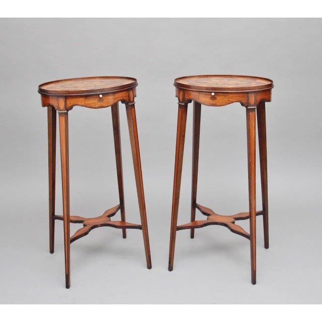 Mahogany and Inlaid Urn Stands, 1900s, Set of 2 For Sale - Image 16 of 16