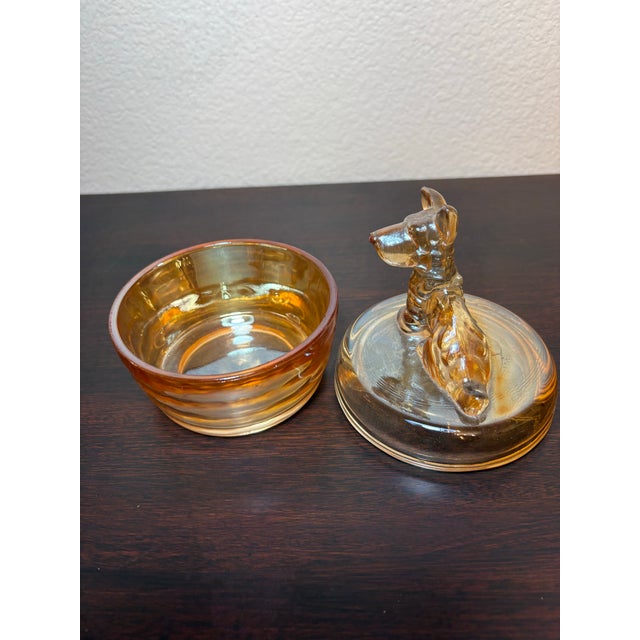 1930s Terrior Carnival Glass Dispenser Trinket Dish For Sale - Image 5 of 6