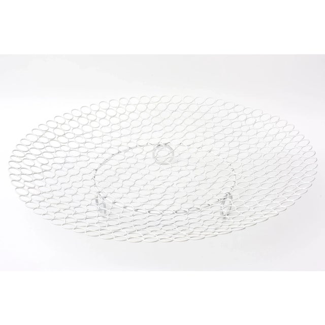 Modern White Lacquered Metal Large Circle Bowl With Circle Feet For Sale - Image 10 of 11