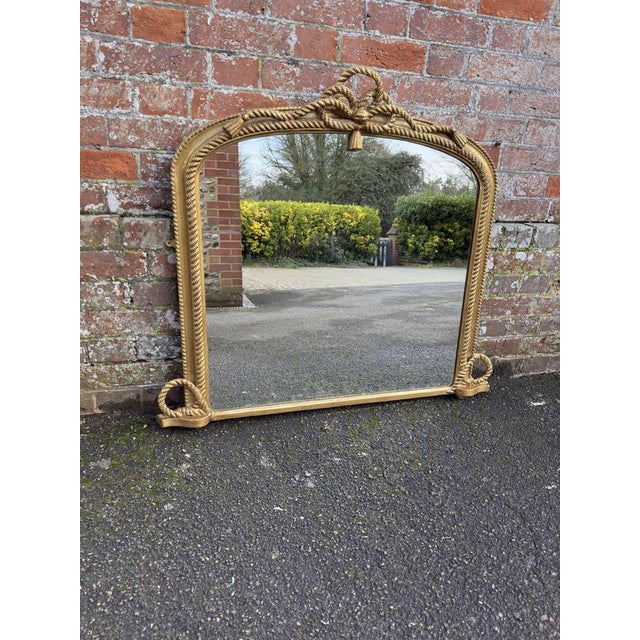 Antique English Arched Top Gilt Overmantle Mirror, 1800s For Sale - Image 6 of 7