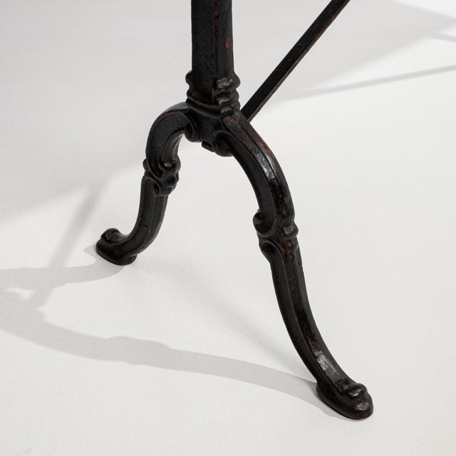 Metal Mid 20th Century Cast Iron Bistro Table With Oak Top For Sale - Image 7 of 12