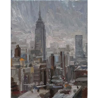 Empire View by Jim Beckner | Oil on canvas Cityscape featuring the Empire State Building For Sale