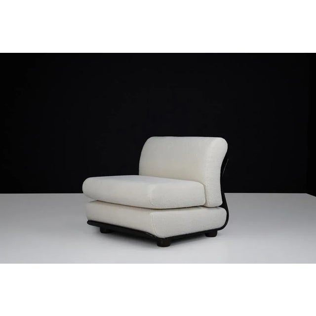 1970s Italian Lounge Chair with Bentwood Frame and New Bouclé Upholstery. A refined example of 1970s Italian design, this...