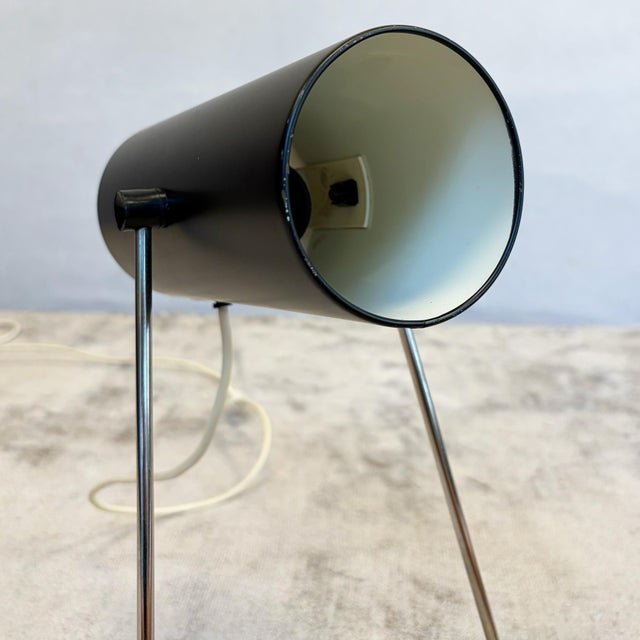 British Black Enamelled Steel Table and Wall Lamp by John Brown for Plus Lighting, 1960s For Sale - Image 6 of 10