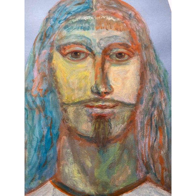 Approximately 12 x 19 painting on colored paper Signed bottom left Unframed