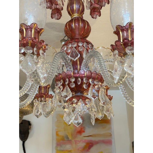 Ruby Red Antique Venetian Glass Chandelier For Sale - Image 8 of 8