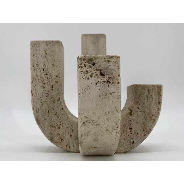 Brutalist Brutalist Candleholder in Travertine by Fratelli Mannelli, 1970s For Sale - Image 3 of 10