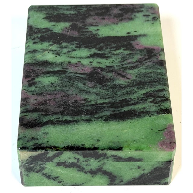 Italian Green & Plum Specimen Marble Box, Alabaster Interior, Florence, 1970s For Sale - Image 14 of 15