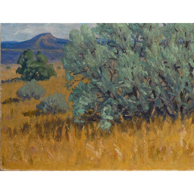 Green Fred Darge Green, Yellow, and Blue Abstract Impressionist Western Desert Landscape, Mid-20th Century For Sale - Image 8 of 12