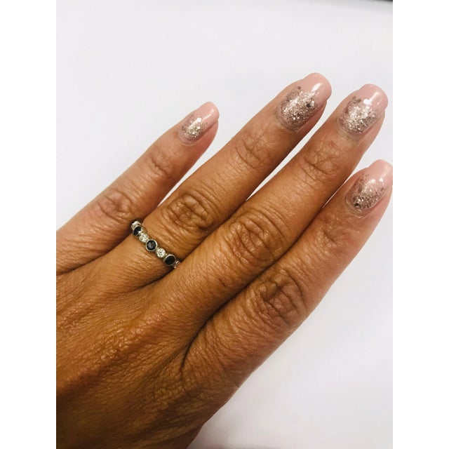 Contemporary 0.75 Carat Black and White Diamond White Gold Band, Size 5.5 For Sale - Image 3 of 5