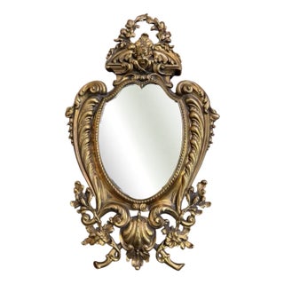 Louis XV Rocaille Style Putto Mirror in Gilded Bronze For Sale