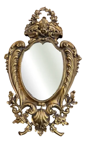 Louis XV Rocaille Style Putto Mirror in Gilded Bronze