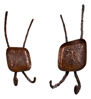 Mid-Century Modern Primitive Sculptural Wall Coat Hooks from Bragalini, 1950s, Set of 2