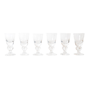 1960s Set of 6 Steuben Crystal Cordial Wine Stem Glasses – Signed, Mid-Century Modern