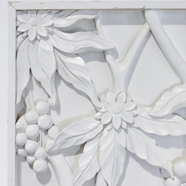 White Pair of Modern White Relief Wall Panels With Bird and Grape Motifs For Sale - Image 8 of 18