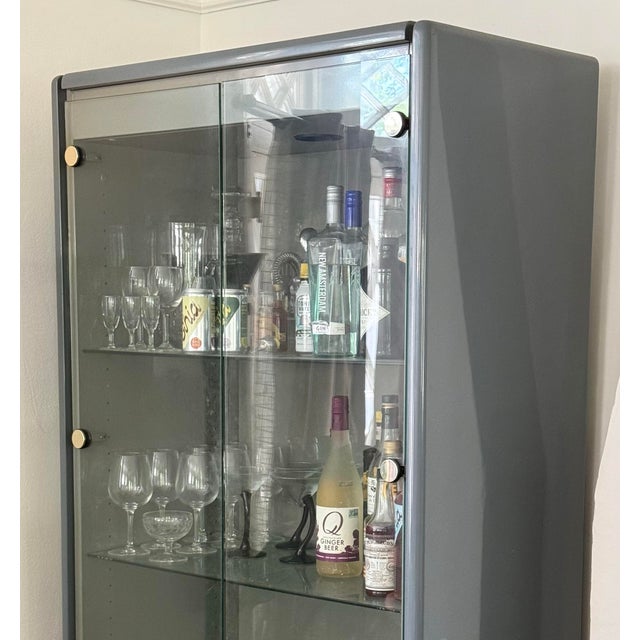 Vintage Gray Lacquered Curio Cabinet, Late 20th Century For Sale - Image 11 of 12