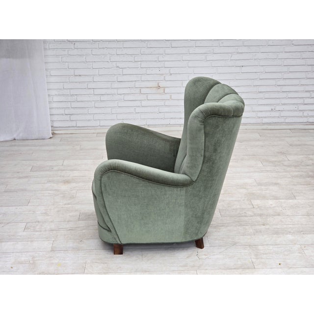 Mid-Century Modern Danish High-Back Relax Chair in Velour and Ash, 1960s For Sale - Image 3 of 18