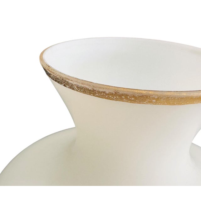 Vintage Toyo Japan 9" Opal Glass Vase - Hand-Painted Pheasant & Peony, Satin White Translucent Glass, Mid-Century Asian Decor, Gold Trim For Sale - Image 11 of 13