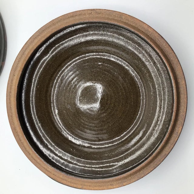 Signed Wheeler Studio Pottery Covered Brown Speckled Bowl For Sale - Image 11 of 13