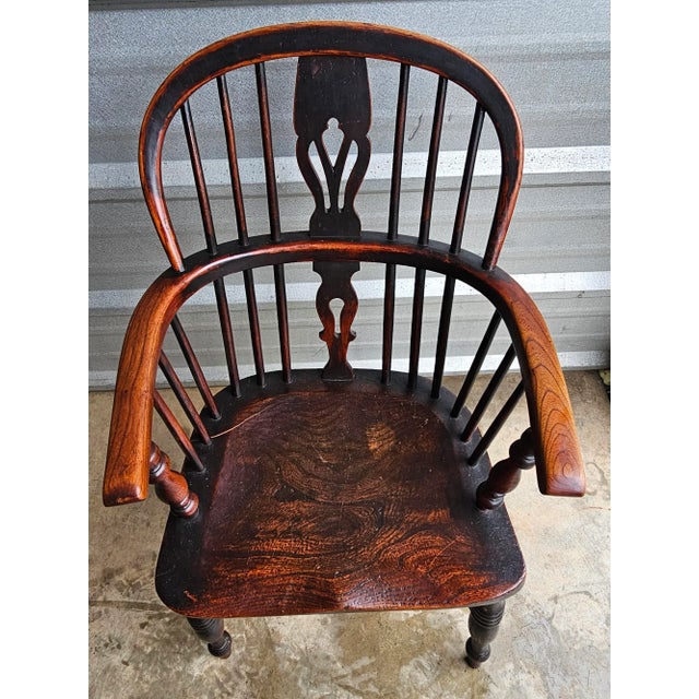 Mid 19th Century 19th Century Handcrafted English Oak Windsor Armchair For Sale - Image 5 of 8