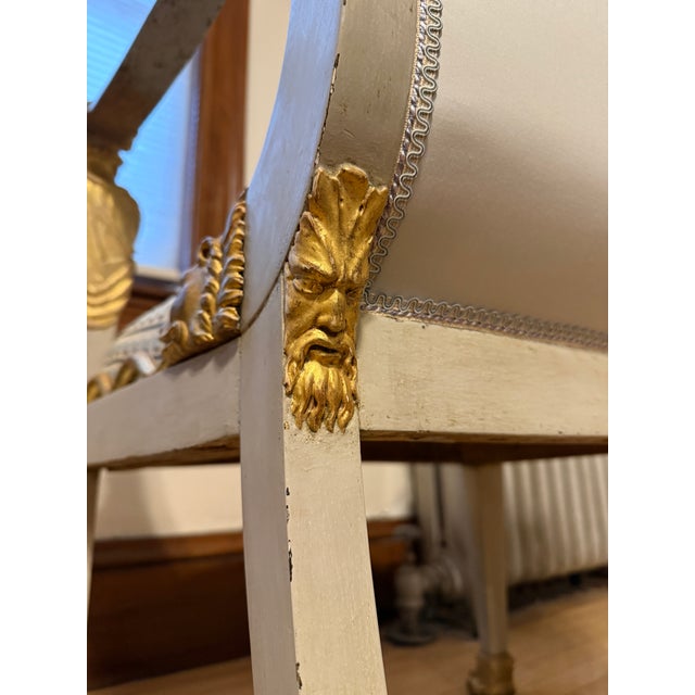 Gray Italian Neoclassical Figural Giltwood & Zoomorphic Armchair W/ Scalamandre Velvet C. 1820 For Sale - Image 8 of 10