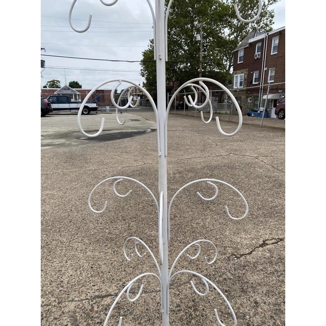 Late 20th Century Whimsical 74" Tall Wrought Iron 16 Hook Garden Ornament Planter Pot Stand Holder For Sale - Image 4 of 9
