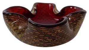 Red & Golg Murano Glass Ashtray by Barovier & Toso, Italy, 1960s