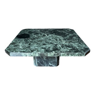 Vintage Postmodern 1980s Italian Green Marble Coffee Table For Sale