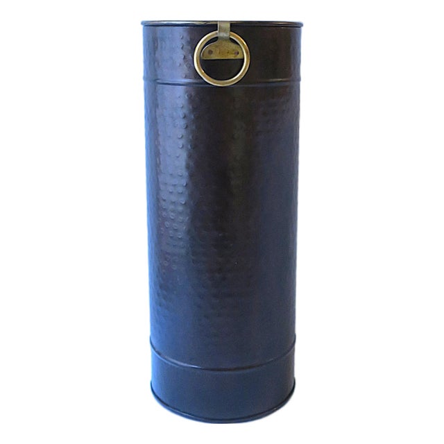 Umbrella Stand Dark Brown Gold Loop Handles, Late-20th Century For Sale