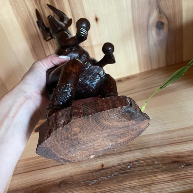 Wood Iron Wood Hand Carved Sculpture of a Yaqui Deer Dancer, or Danza Del Venado Mid-Century Modern For Sale - Image 7 of 10