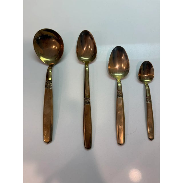 Bronze Mid 20th Century Complete Set 12 Person Vintage Thai Bronzeware & Teak Case – 144 Pieces For Sale - Image 8 of 17