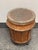 Wood Woven Rattan Drum Side Table + Glass Top, Vintage For Sale - Image 7 of 12