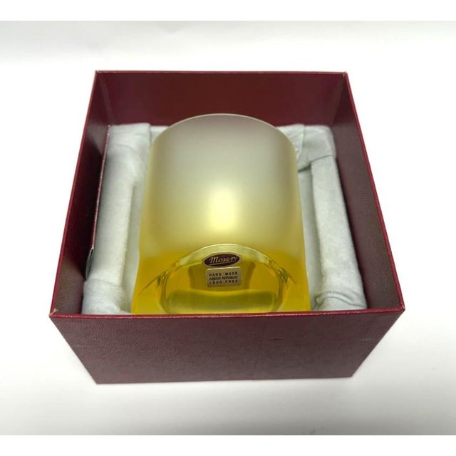 Yellow Moser Frosted Tipsy Whiskey Glass New in Box For Sale - Image 10 of 12
