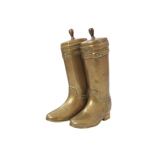 Mid-Century Brass Riding Boot Bookends - a Pair For Sale