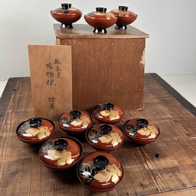 Wajima-Nuri Owan Serving Bowls, Japan, 1970s, Set of 10 For Sale - Image 14 of 18