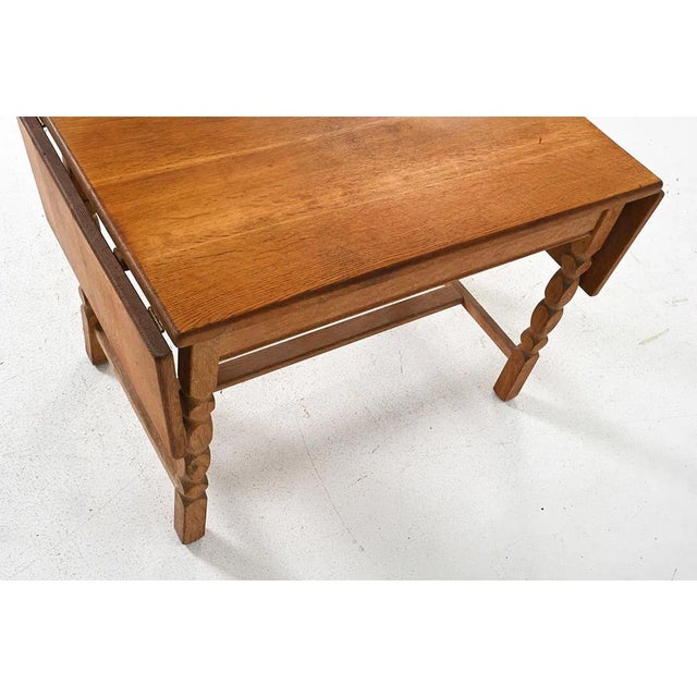 Mid 20th Century Kjaernulf Style Danish Oak Extending Side Table For Sale - Image 11 of 14