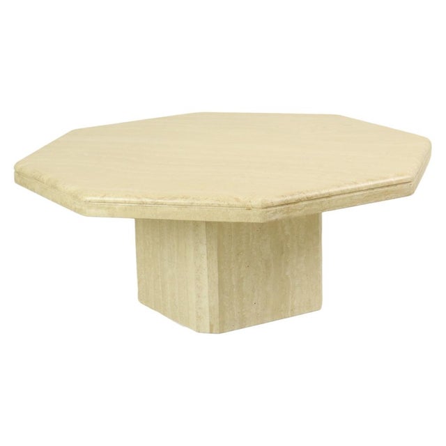 Vintage Italian Octagonal Travertine Coffee Table, 1970s For Sale - Image 12 of 18