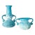 Vintage Greek-Style Italian-Style Blue Textured “Seguso Scavo”-Style Art Glass Vases - Set of 2 For Sale