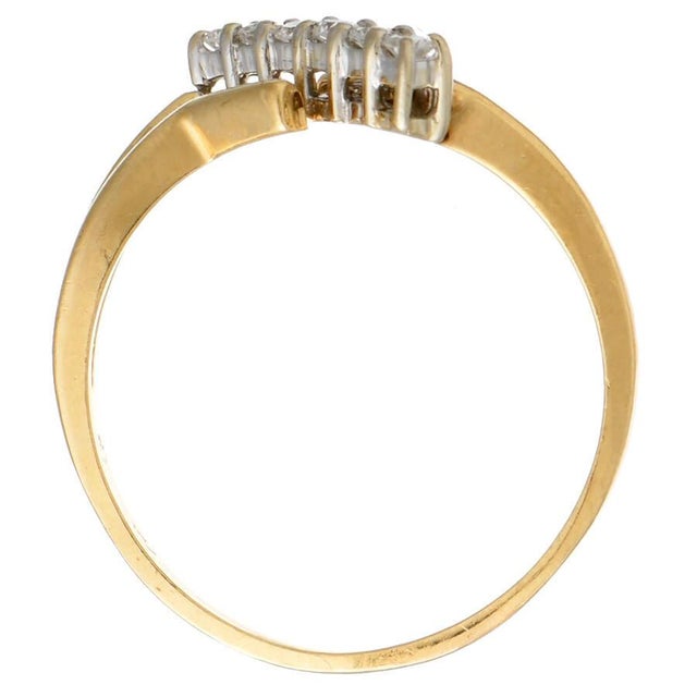 14KY Diagonal Diamond(0.05) Bypass Ring, size 7.75 For Sale - Image 4 of 5