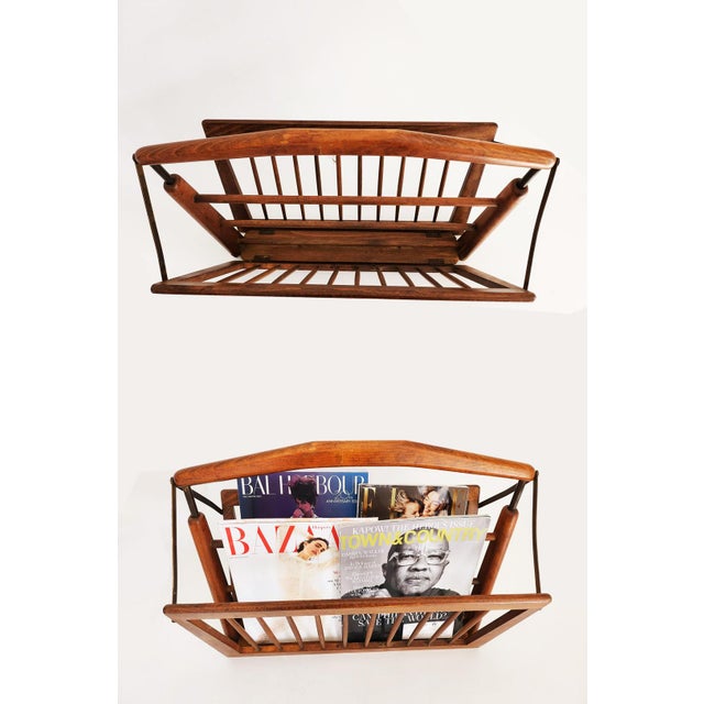 1950s Italian Walnut Wood Magazine Rack by Cesare Lacca For Sale - Image 9 of 10