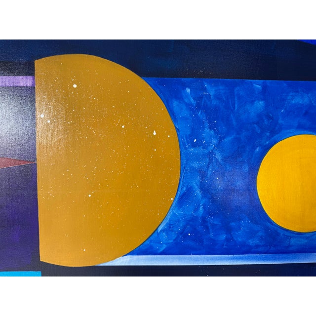 Textile 1980s Postmodern Geometric Abstract Acrylic on Canvas Painting, Unsigned For Sale - Image 7 of 12