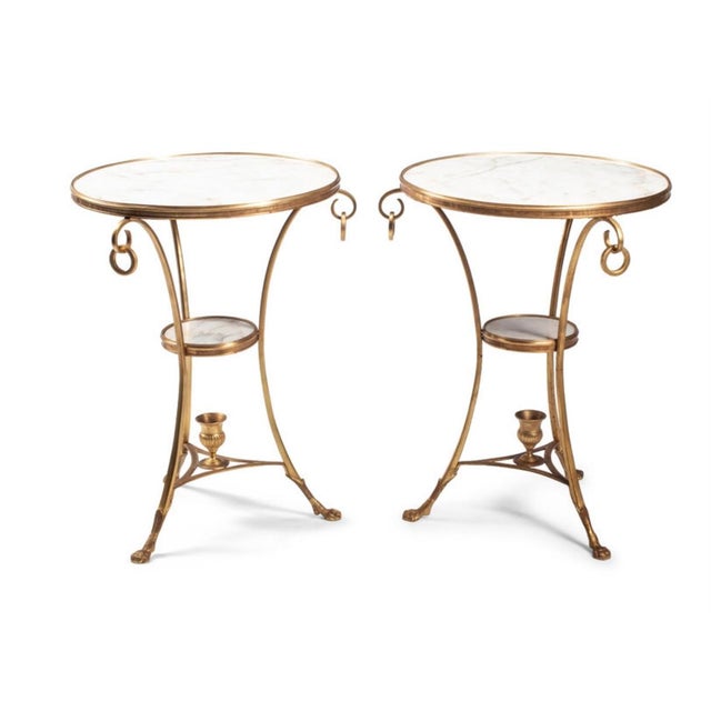 A Pair of Gilt Bronze and White Marble Guèridon Tables For Sale In Tampa - Image 6 of 12